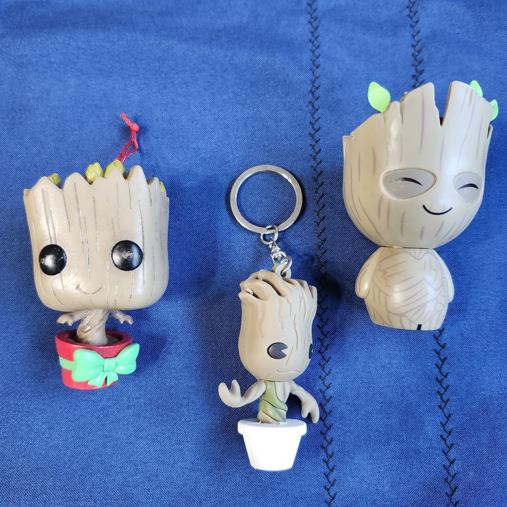 Funko Groot Action Figures Set - Brown, Green, Red3 pieces. No box Funko POP  -